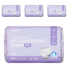 Tamsaa 樂齡安心護理內褲型韓國產成人紙尿褲, 10入, 4套, 中型