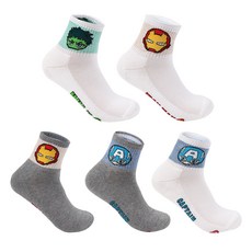 마블 남성용 골프 쿠션 양말 5종 세트, 혼합색상, 1개