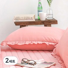스코홈 국내 제조 순면 코튼소울 누빔 베개커버 + 솜 세트, 핑크, 2세트