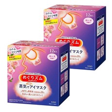 Kao 花王 MegRhythm 美舒律 新柔舒蒸氣眼罩 玫瑰花香 Set, 40°C 蒸氣SPA 約20分鐘, 12片, 2盒