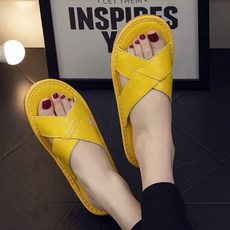 LIKEHOUSE 真皮防滑室內拖鞋, 黑色, 1雙