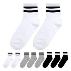 이지레그 남성용 싱글라인 양말 화이트 4켤레 + 블랙 3켤레 + 그레이 3켤레