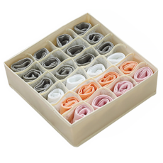 加厚抽屜貼身衣物分格收納盒 收納袋, 米白色, 1個, 24格