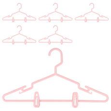 掛頭可旋轉粉彩附夾 台灣製 PP塑膠衣架, 甜美粉, 1組