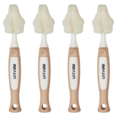 MOYUUM 奶嘴海綿刷2支入 米色 2組, 柔軟海綿, 輕鬆清潔, 呵護奶嘴, 4支