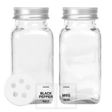 유리 양념통 사각 전용캡 180g, 1세트, 양념통 사각 2p + 투명스티커(후춧가루 + 마법가루)