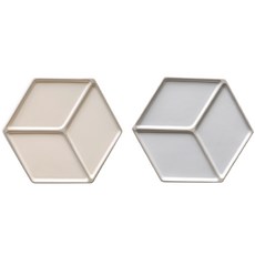 KIMSUNGHUN CERAMICS 3格六角型陶瓷餐盤 2件組, 淺米色, 淺灰色, 1套