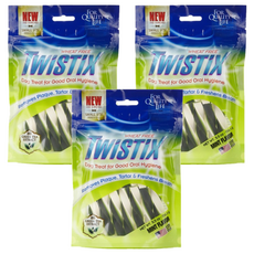 TWISTIX 特緹斯 雙色螺旋潔牙骨, 幫助去除牙菌斑和牙垢, 保持口氣清新, 3包, 綠茶 PLUS + 薄荷雞肉口味, 156g