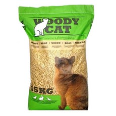 WOODYCAT 美克斯 荷蘭100%松木砂 消除異味 顆粒大不易黏附 適用於貓咪、兔子和鼠類 15KG, 松木清香, 1包