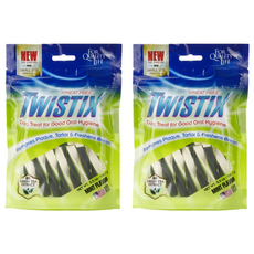 TWISTIX 特緹斯 雙色螺旋潔牙骨, 幫助去除牙菌斑和牙垢, 保持口氣清新, 2包, 綠茶 PLUS + 薄荷雞肉口味, 156g