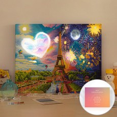 ARTJOY DIY LED 鑽石畫 (畫布款) 40x50cm, 1套, 艾菲爾鐵塔愛心