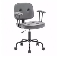 E-home Dario戴力歐拉扣扶手電腦椅, 灰色/深棕色, PU皮革椅面, 55 x 52 x 82~92cm