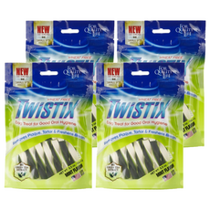 TWISTIX 特緹斯 雙色螺旋潔牙骨, 幫助去除牙菌斑和牙垢, 保持口氣清新, 4包, 綠茶 PLUS + 薄荷雞肉口味, 156g