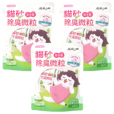 超凝小姐 貓砂益生菌除臭微粒 晨曦森林 15包入, 有效除臭, 各式貓砂適用, 10g, 3袋