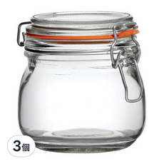 utopia 扣式玻璃密封罐 橘色 500ml 密封保鮮罐 食品收納罐, 3個