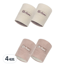 아사나 트레이닝 스포츠 컴프레션 손목 밴드 2p, 아이스 베이지 + 베리 스무디, 4세트