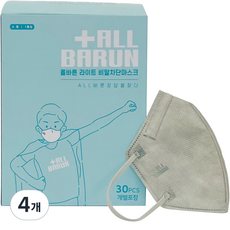 ALLBARUN 라이트 비말차단마스크 소형 KF-AD, 30개입, 4개, 라이트그레이