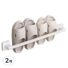 Block Mart 鋁製浴室拖鞋毛巾架 60cm, 2個, 白色