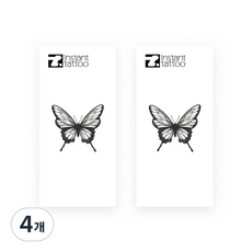 instant tattoo 黑色蝴蝶, 單色, 4個