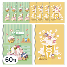 다다 피넛패밀리 받아쓰기 슬림 초등 스프링노트, 랜덤발송, 60개