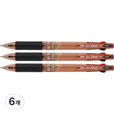 자바펜 제트3볼 3색 볼펜 0.38mm, 브라운, 6개