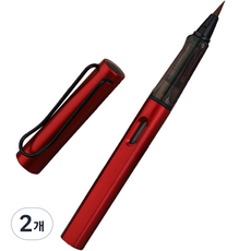 메탈 만년필풍 붓 07 오로라 레드, 2개, 중