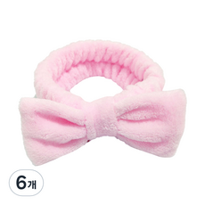 SolRoom 蝴蝶結洗臉髮帶, 寶寶粉, 6個
