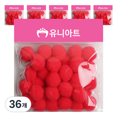 유니아트 1000 퐁퐁 20mm, 빨강, 36개