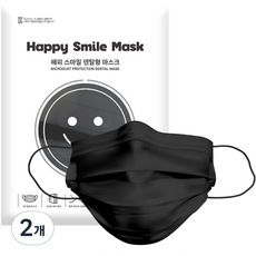 HEALING FACTORY 韓國產平面口罩 大, 黑色, 2個, 50入