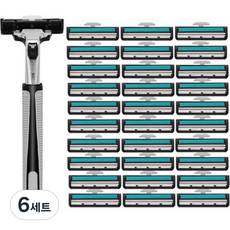 路燈雙刀片剃須刀灰色+額外刀片30p套組, 6組