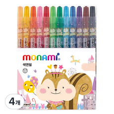 모니주 샤프식 색연필 핑크, 12색, 4개