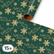 굄스 레드 그린 클래식 감성 크리스마스 포장지 50 x 70 cm, 러브산타, 15개