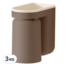 ETUDIER 免鑽孔壁掛式牙刷架漱口杯, 棕色, 3套