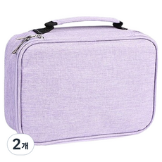 씨티컴퍼니 다용도 대용량 캔버스 색연필 필기구 필통 파우치, 퍼플, 2개