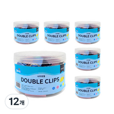 블루마토 집게6 플라스틱 케이스 더블클립 NO 155 혼합색상 24p, 32mm, 12개