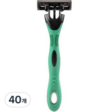 藍色市場不銹鋼 MAX 3 速一次性剃須刀綠色, 40個, 1入