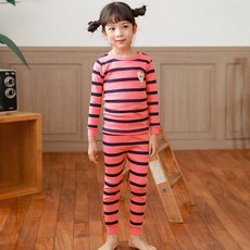 Maykids 童款印花30支彈力棉2件式長袖居家套裝 條紋微笑愛心款