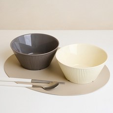 陶瓷塗層麵碗2件組, 1套, 摩卡, 奶油