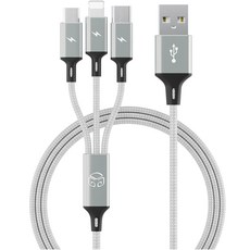 디지지 3in1 스마트폰 고속 충전 멀티케이블 스카이 메타, 메탈실버, 1개, 120cm