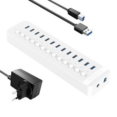 ORICO 奧睿科 13埠附電源USB集線器 CT2U3-13AB, 白色