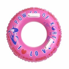 充氣扶手游泳圈 海豚款 74cm, 粉色的, 1個