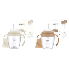 티지엠 쌀알 트라이탄 빨대컵 mini 2p, 160ml, 1세트, 라이스베이지 + 탠브라운