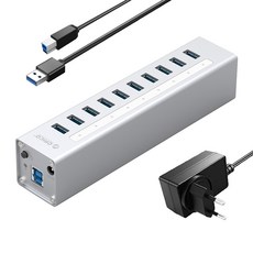 ORICO 奧睿科 USB3.0 10埠附電源集線器 A3H10, 銀色, 1個