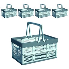 BANGJIASHI 手提摺疊收納籃 可疊收納籃 堆疊收納籃 小號, 藍色, 5個