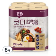 CODI UKP紙漿捲筒式食品專用廚房紙巾, 140張, 8捲