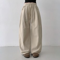 플랜데이 여성용 숏/미디움/롱 기장 자드 핀턱 밴딩 팬츠