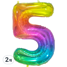 조이파티 생일 숫자풍선 대형 5, 레인보우, 2개