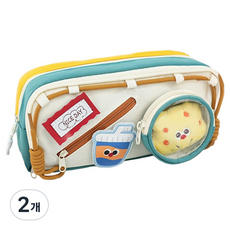 아트조이 미니인형 와이드오픈 포켓정리 대용량 다용도 필통, 그린, 2개