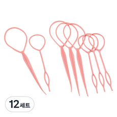 Bidangil Babin 盤髮造型工具 附髮型輔助器 2件組, 12套, 深粉色