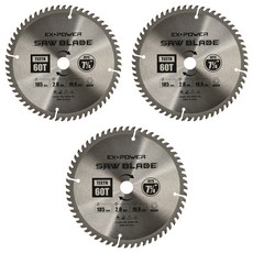 이엑스파워 원형톱날 팁쏘 목재용 185mm EXC-07060, 3개